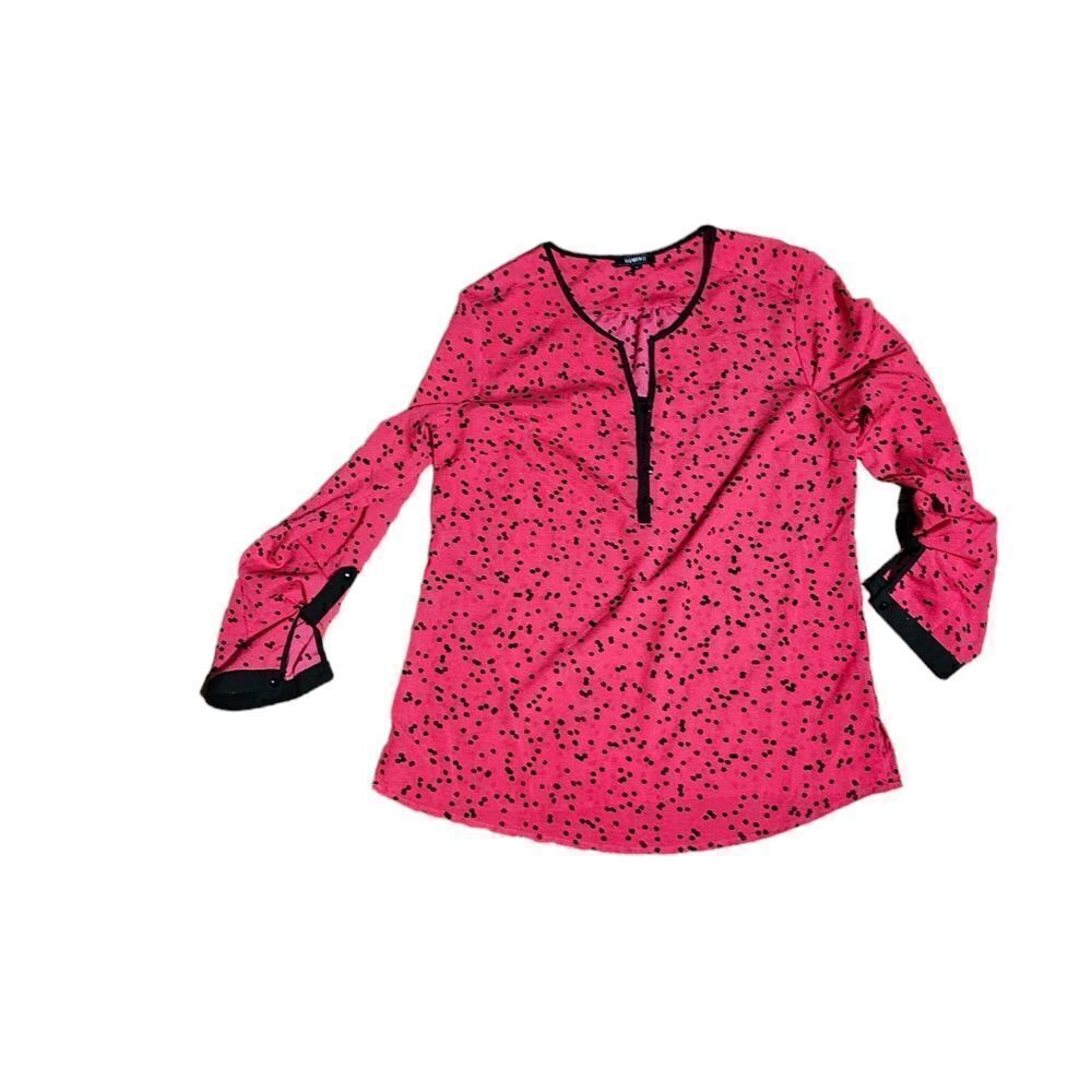 Women's ELEMENTZ‎ Polka Dot Roll Up Sleeves Blouse Medium